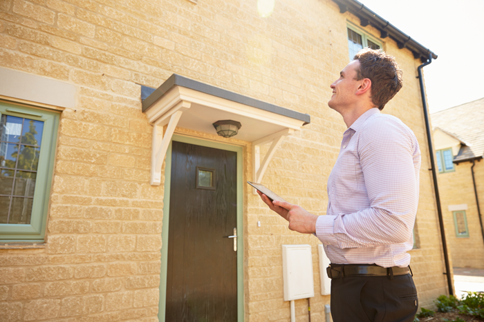 Man surveying house